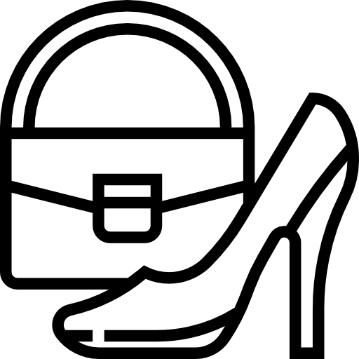Line art of high heel and handbag