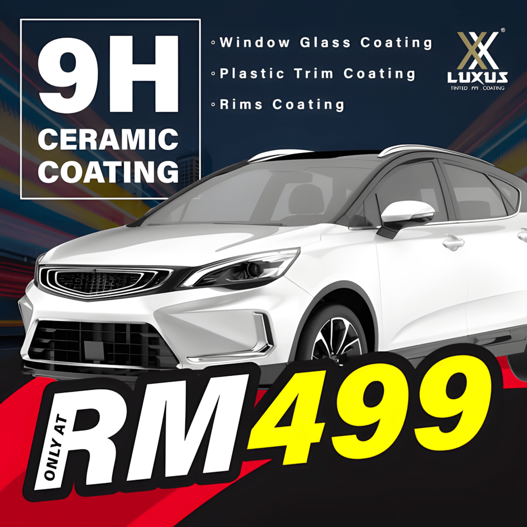 Advertisement for 9H ceramic car coating at RM499