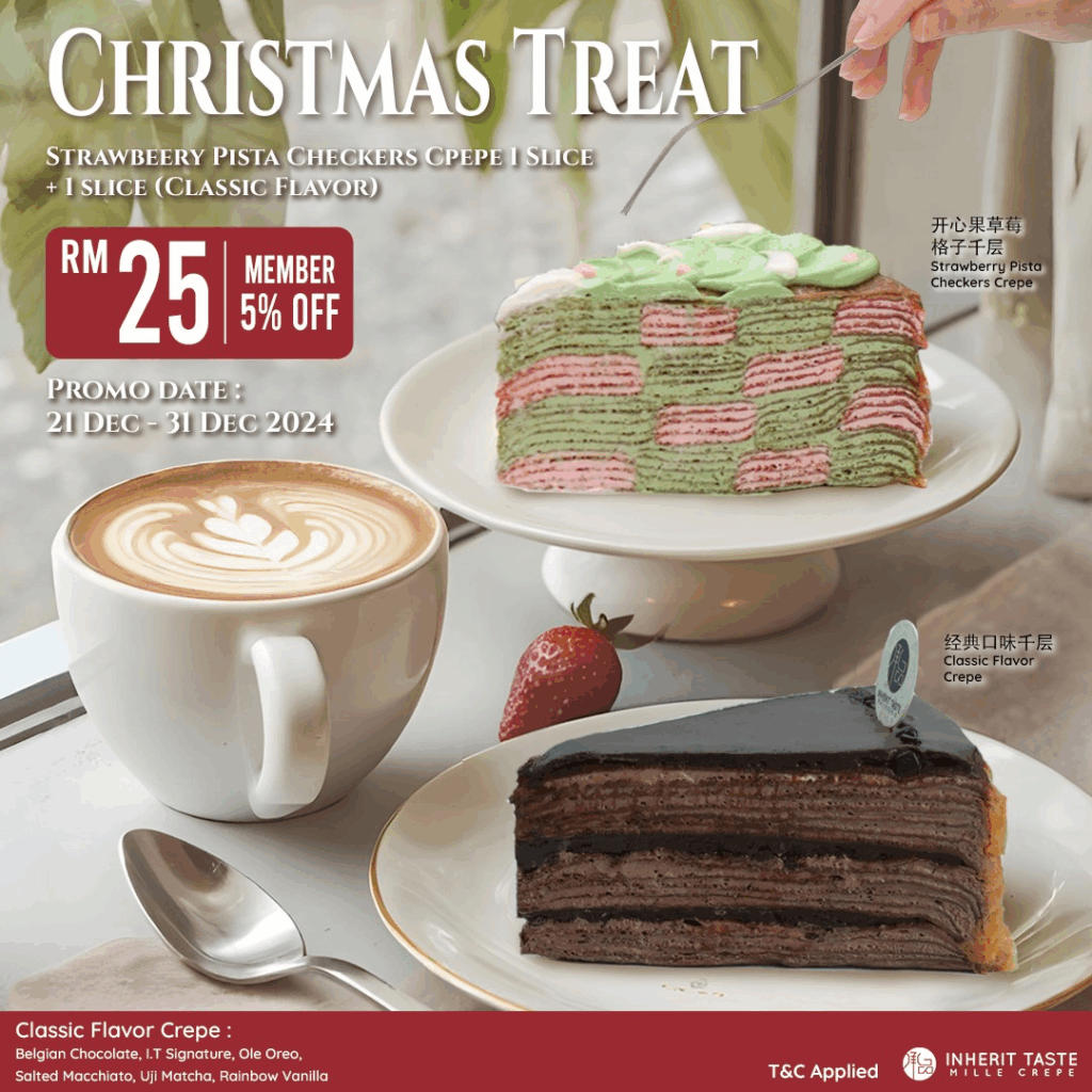 Christmas crepe slices and coffee promotion